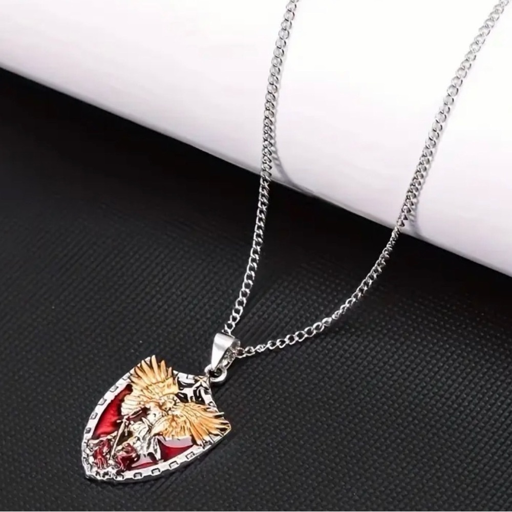 Silver and Gold Angel Pendant Necklace. - Picture 3 of 6